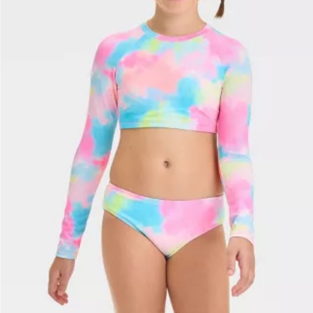 Cat & Jack Colorful Tie-Dye Rashguard‎ Set. Size L(10/12)